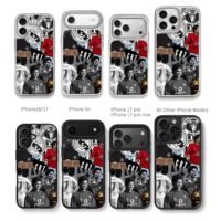 CR7 Ronaldo football collage MU Juve Chris Brown Phone Case Black Electroplated Silver For Iphone 11 To 17