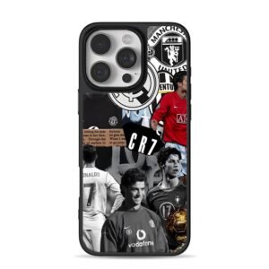 CR7 Ronaldo football collage MU Juve Phone Case for iPhone 11-17 & Samsung Galaxy S24-S26