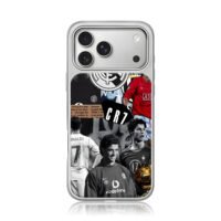 CR7 Ronaldo football collage MU Juve iPhone 17 Pro Max Electroplated Silver Case1