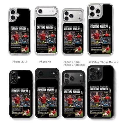 CR7 Ronaldo soccer collage Chris Brown Phone Case Black Electroplated Silver For Iphone 11 To 17