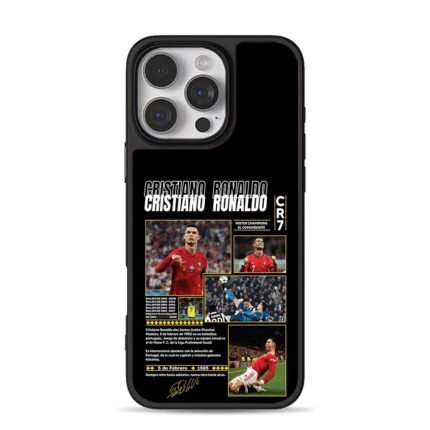 CR7 Ronaldo soccer collage iPhone 16 Pro Max Black Case