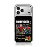 CR7 Ronaldo soccer collage iPhone 17 Pro Max Electroplated Silver Case1