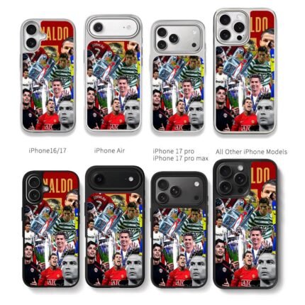 CR7 soccer trophy montage Chris Brown Phone Case Black Electroplated Silver For Iphone 11 To 17