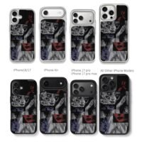 Creepy dark anime girl face collage Chris Brown Phone Case Black Electroplated Silver For Iphone 11 To 17