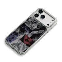 Creepy dark anime girl face collage iPhone 17 Pro Max Electroplated Silver Case2