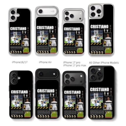 Cristiano CR7 football trophy Chris Brown Phone Case Black Electroplated Silver For Iphone 11 To 17