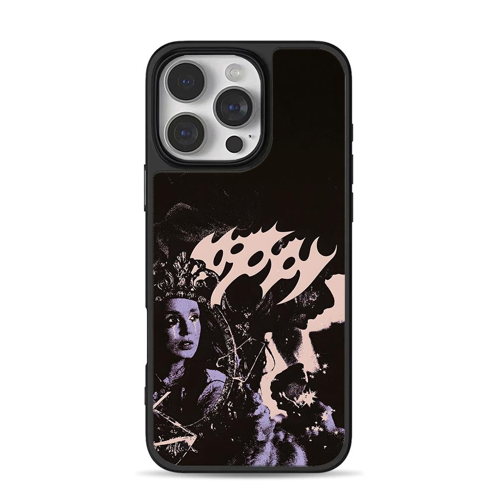 Crying crowned goth flame art iPhone 16 Pro Max Black Case Crying crowned goth flame art iPhone 16 Pro Max Black Case