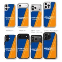 CS2 blue orange stripes Chris Brown Phone Case Black Electroplated Silver For Iphone 11 To 17