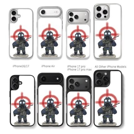 CSGO gas mask sniper red cross Chris Brown Phone Case Black Electroplated Silver For Iphone 11 To 17