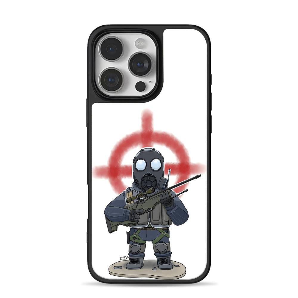 CSGO gas mask sniper red cross iPhone 16 Pro Max Black Case CSGO gas mask sniper red cross Phone Case for iPhone 11-17 & Samsung Galaxy S24-S26 - Image 1
