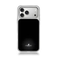 CSGO logo with aiming soldier iPhone 17 Pro Max Electroplated Silver Case1