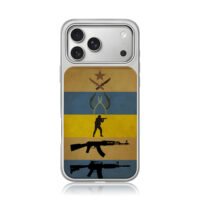 CSGO military soldier gun art iPhone 17 Pro Max Electroplated Silver Case1