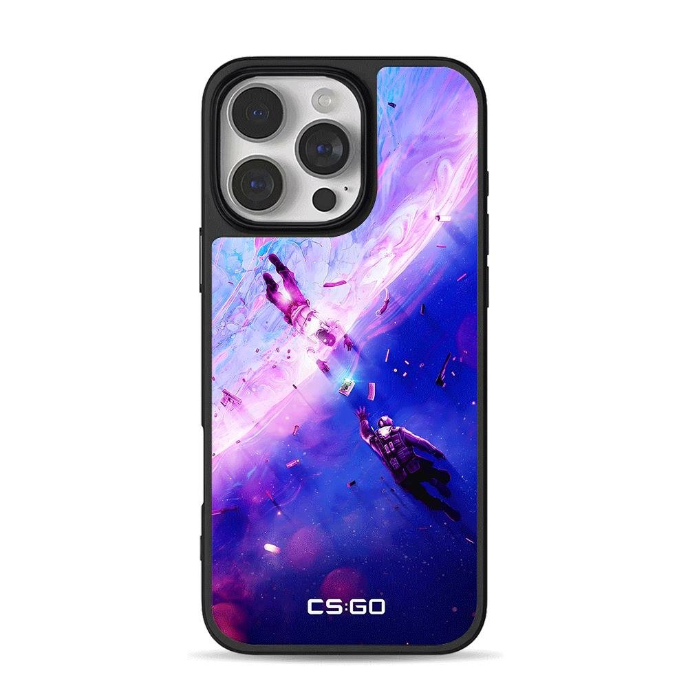 CSGO soldiers in purple space iPhone 16 Pro Max Black Case CSGO soldiers in purple space Phone Case for iPhone 11-17 & Samsung Galaxy S24-S26 - Image 1