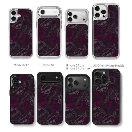Cute gothic skull bow pattern Chris Brown Phone Case Black Electroplated Silver For Iphone 11 To 17