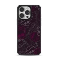 Cute gothic skull bow pattern iPhone 16 Pro Max Black Case