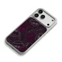 Cute gothic skull bow pattern iPhone 17 Pro Max Electroplated Silver Case2