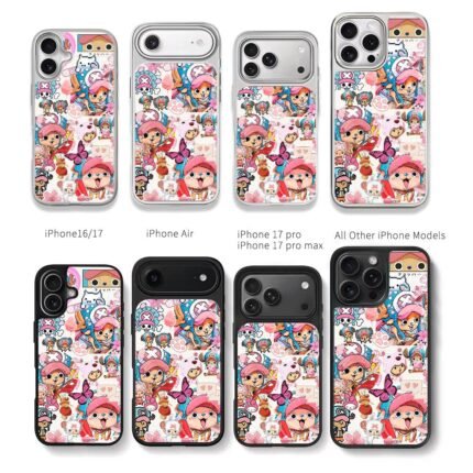 Cute One Piece Chopper pink collage Chris Brown Phone Case Black Electroplated Silver For Iphone 11 To 17