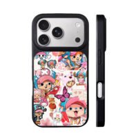Cute One Piece Chopper pink collage iPhone 17 Pro Max Black Case