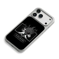 Cyber samurai oni mask red eye iPhone 17 Pro Max Electroplated Silver Case2