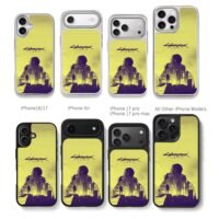 Cyberpunk 2077 man city art Chris Brown Phone Case Black Electroplated Silver For Iphone 11 To 17