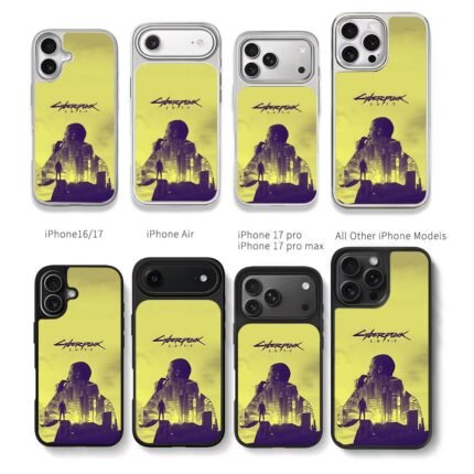 Cyberpunk 2077 man city art Chris Brown Phone Case Black Electroplated Silver For Iphone 11 To 17