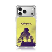 Cyberpunk 2077 man city art iPhone 17 Pro Max Electroplated Silver Case1