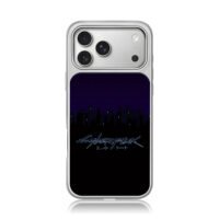 Cyberpunk 2077 night city art iPhone 17 Pro Max Electroplated Silver Case1
