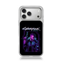 Cyberpunk 2077 pixel armed man iPhone 17 Pro Max Electroplated Silver Case1