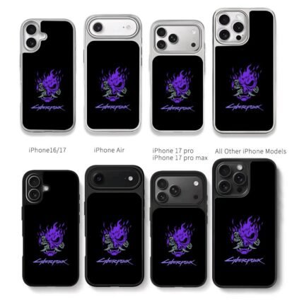 Cyberpunk 2077 purple oni mask Chris Brown Phone Case Black Electroplated Silver For Iphone 11 To 17