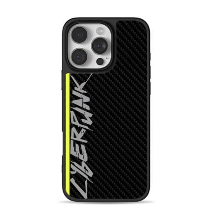 Cyberpunk carbon fiber neon iPhone 16 Pro Max Black Case