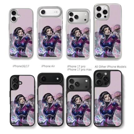 Cyberpunk Mirage girl with scissors Chris Brown Phone Case Black Electroplated Silver For Iphone 11 To 17