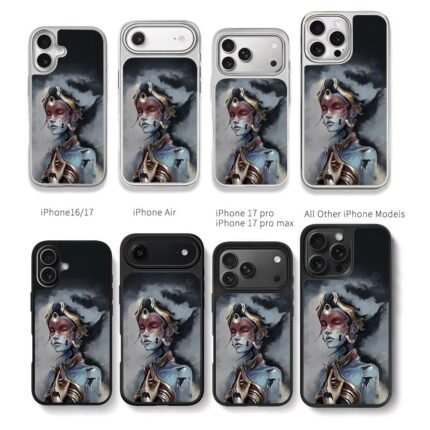 Cyberpunk oriental masked art Chris Brown Phone Case Black Electroplated Silver For Iphone 11 To 17