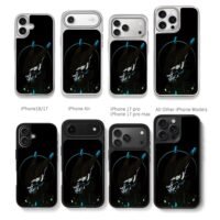 Cyberpunk wolf neon blue artwork Chris Brown Phone Case Black Electroplated Silver For Iphone 11 To 17