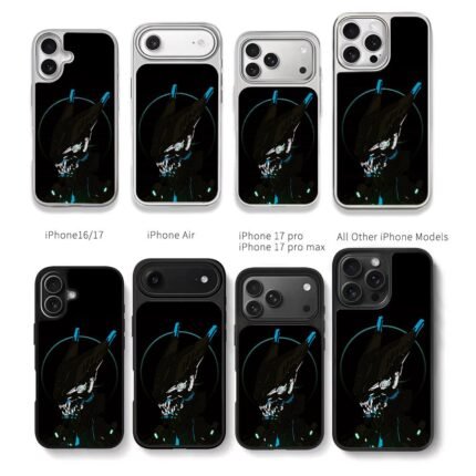 Cyberpunk wolf neon blue artwork Chris Brown Phone Case Black Electroplated Silver For Iphone 11 To 17