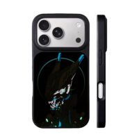 Cyberpunk wolf neon blue artwork iPhone 17 Pro Max Black Case