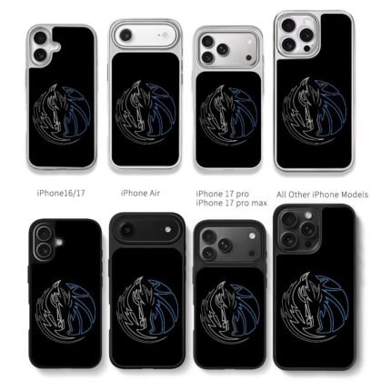 Dallas Mavericks line logo Chris Brown Phone Case Black Electroplated Silver For Iphone 11 To 17