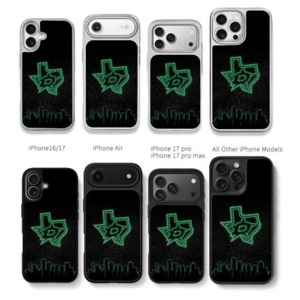 Dallas Stars neon Texas skyline art Chris Brown Phone Case Black Electroplated Silver For Iphone 11 To 17