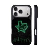 Dallas Stars neon Texas skyline art iPhone 17 Pro Max Black Case