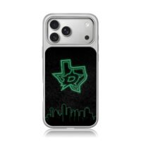 Dallas Stars neon Texas skyline art iPhone 17 Pro Max Electroplated Silver Case1