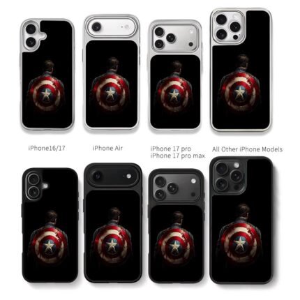 Damaged Captain America shield Chris Brown Phone Case Black Electroplated Silver For Iphone 11 To 17