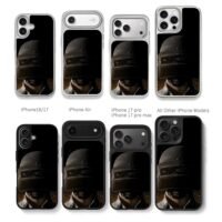 Damaged PUBG level 3 helmet soldier Chris Brown Phone Case Black Electroplated Silver For Iphone 11 To 17