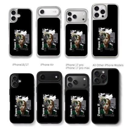 Damn It girl wave collage art Chris Brown Phone Case Black Electroplated Silver For Iphone 11 To 17