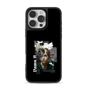 Damn It girl wave collage art iPhone 16 Pro Max Black Case