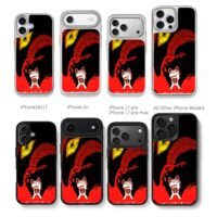 Dandadan anime cat red monster Chris Brown Phone Case Black Electroplated Silver For Iphone 11 To 17