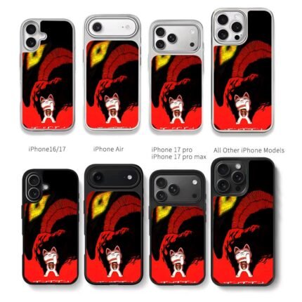 Dandadan anime cat red monster Chris Brown Phone Case Black Electroplated Silver For Iphone 11 To 17
