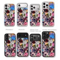 Dandadan anime lucky cat art Chris Brown Phone Case Black Electroplated Silver For Iphone 11 To 17