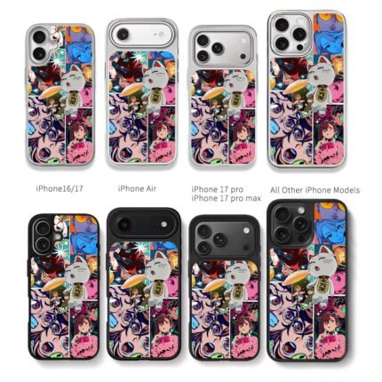 Dandadan anime lucky cat art Chris Brown Phone Case Black Electroplated Silver For Iphone 11 To 17