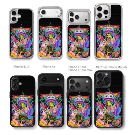 Dandadan anime neon lucky cat Chris Brown Phone Case Black Electroplated Silver For Iphone 11 To 17