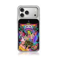 Dandadan anime neon lucky cat iPhone 17 Pro Max Electroplated Silver Case1