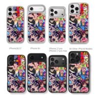 Dandadan character cat collage Chris Brown Phone Case Black Electroplated Silver For Iphone 11 To 17